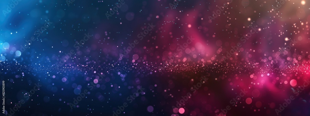 Vibrant Cosmic Light Display with Bokeh Effects in Blue and Pink Shades, Generative AI