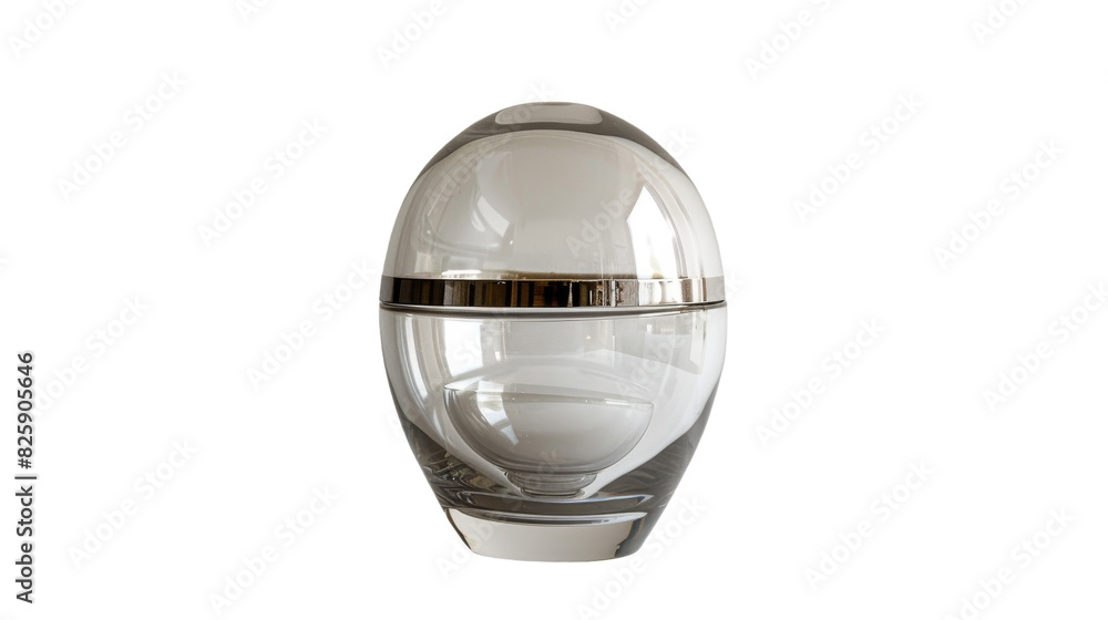 Glass urn featuring a sleek silver stripe around its circumference Glass urn featuring a sleek silver stripe around its circumference