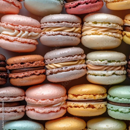 a delightful assortment of colorful macaroons with an array of fillings that tickles the tastebud