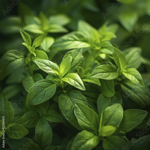 A macro shot of fresh herbs, showcasing vibrant greens and delicate textures, captured up close for a stunning display of freshness.