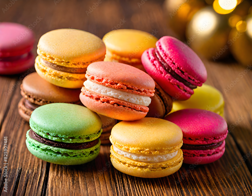colorful macaroons on a wooden table colorful macaroons on a wooden table