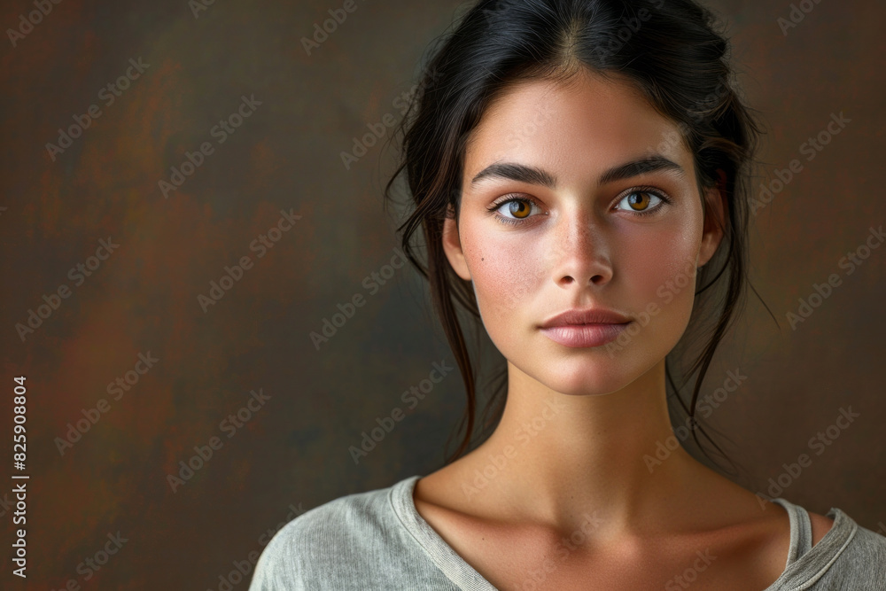 A young woman gracefully posing for a portrait, exuding confidence and elegance A young woman gracefully posing for a portrait, exuding confidence and elegance