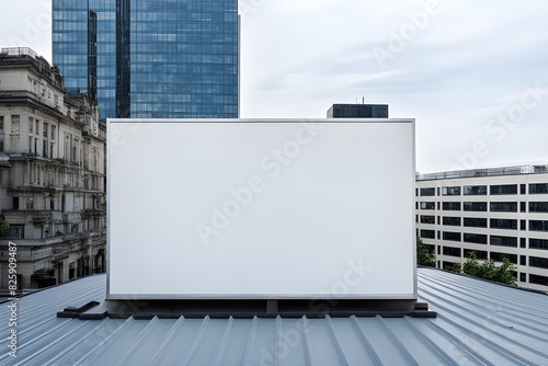 A blank empty screen board on the roof