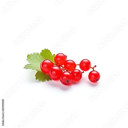 Close-up of fresh red currant berries with green leaf isolated on a white background. Perfect for health, nature, and food-related projects.