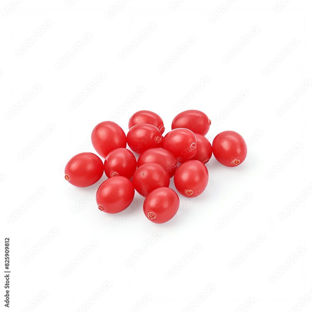 Close-up image of fresh red cherry tomatoes on a white background, showcasing their vibrant color and smooth texture. Close-up image of fresh red cherry tomatoes on a white background, showcasing their vibrant color and smooth texture.
