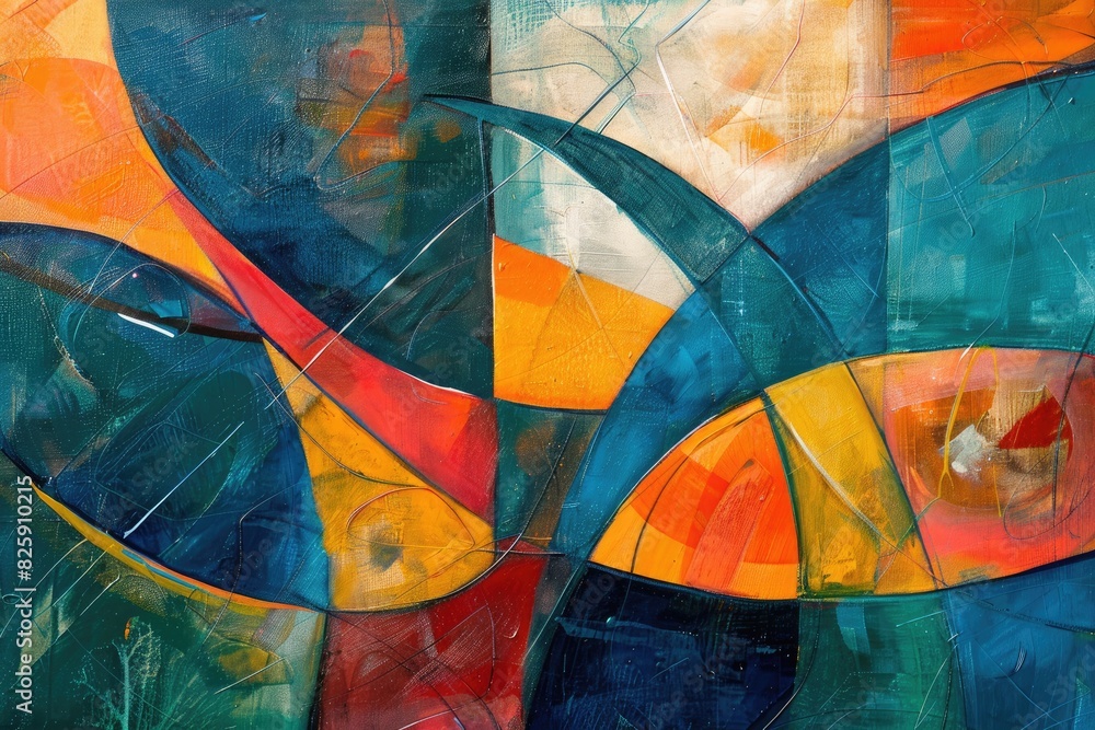 Fototapeta premium strength and resilience through abstract shapesbold lines and contrasting colors to symbolize the body’s ability to heal and overcome challenges 