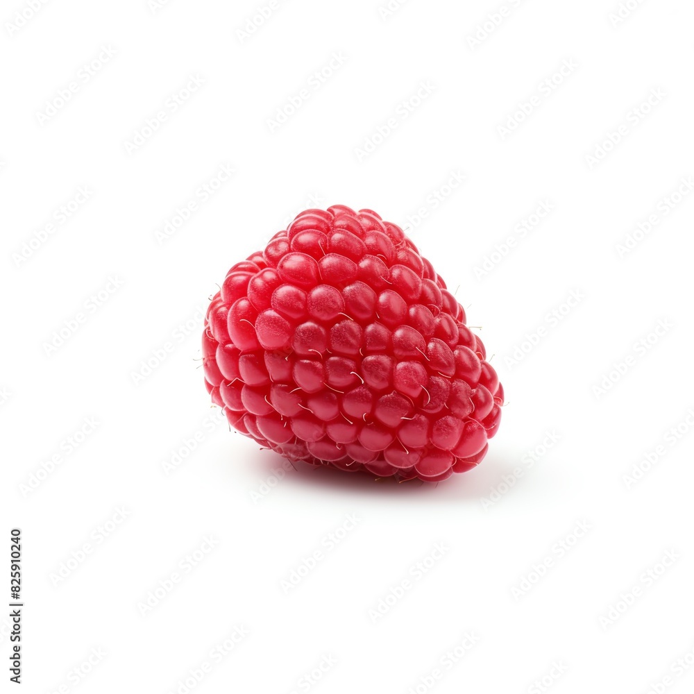 A vibrant red raspberry isolated on a white background, showcasing its texture and freshness, perfect for use in culinary and healthy living imagery. A vibrant red raspberry isolated on a white background, showcasing its texture and freshness, perfect for use in culinary and healthy living imagery.