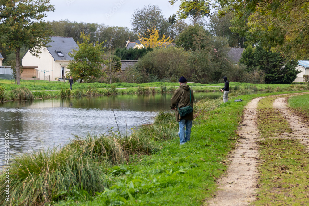 person walking on the bank of river person walking on the bank of river