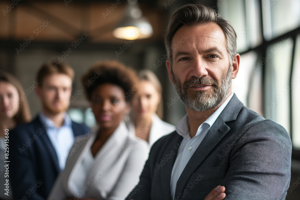 businessman is a leader who inspires his team in office businessman is a leader who inspires his team in office