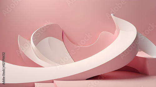 abstract pink background with 3d white waves having space for text,banner poster design,wallpaperbackdrop generative ai photo