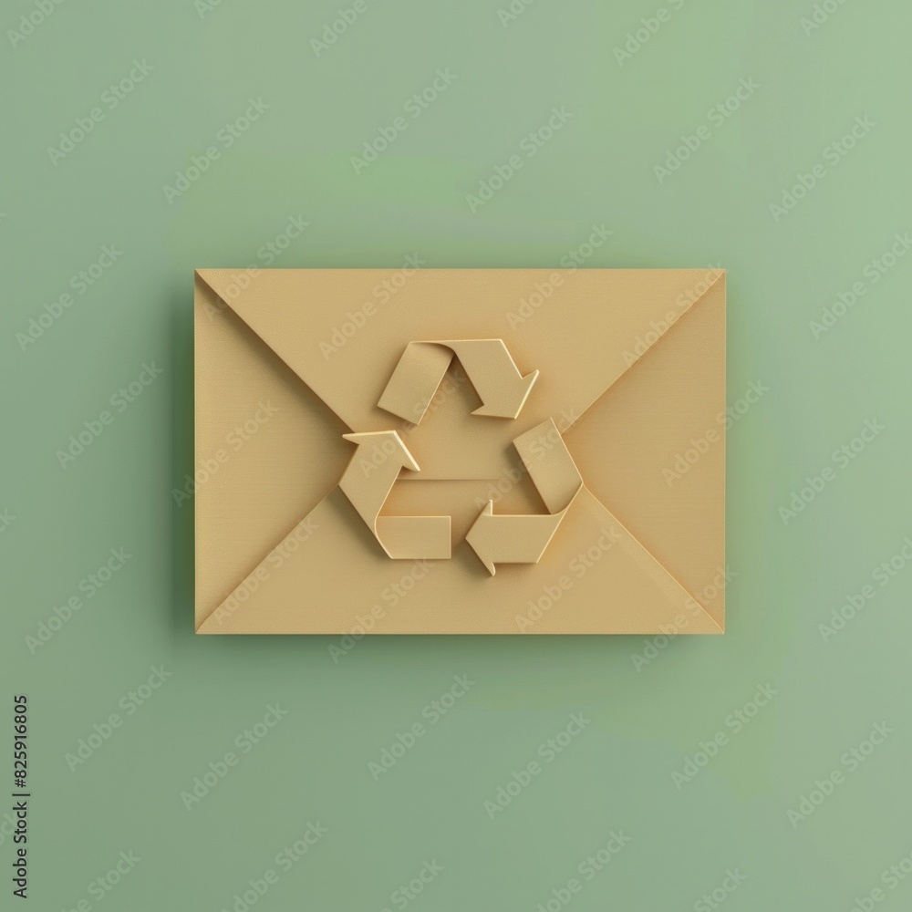 3D Icon of a Recycled Envelope on Pastel Green Background An eco-friendly envelope made of recycled paper, AI Generative 3D Icon of a Recycled Envelope on Pastel Green Background An eco-friendly envelope made of recycled paper, AI Generative