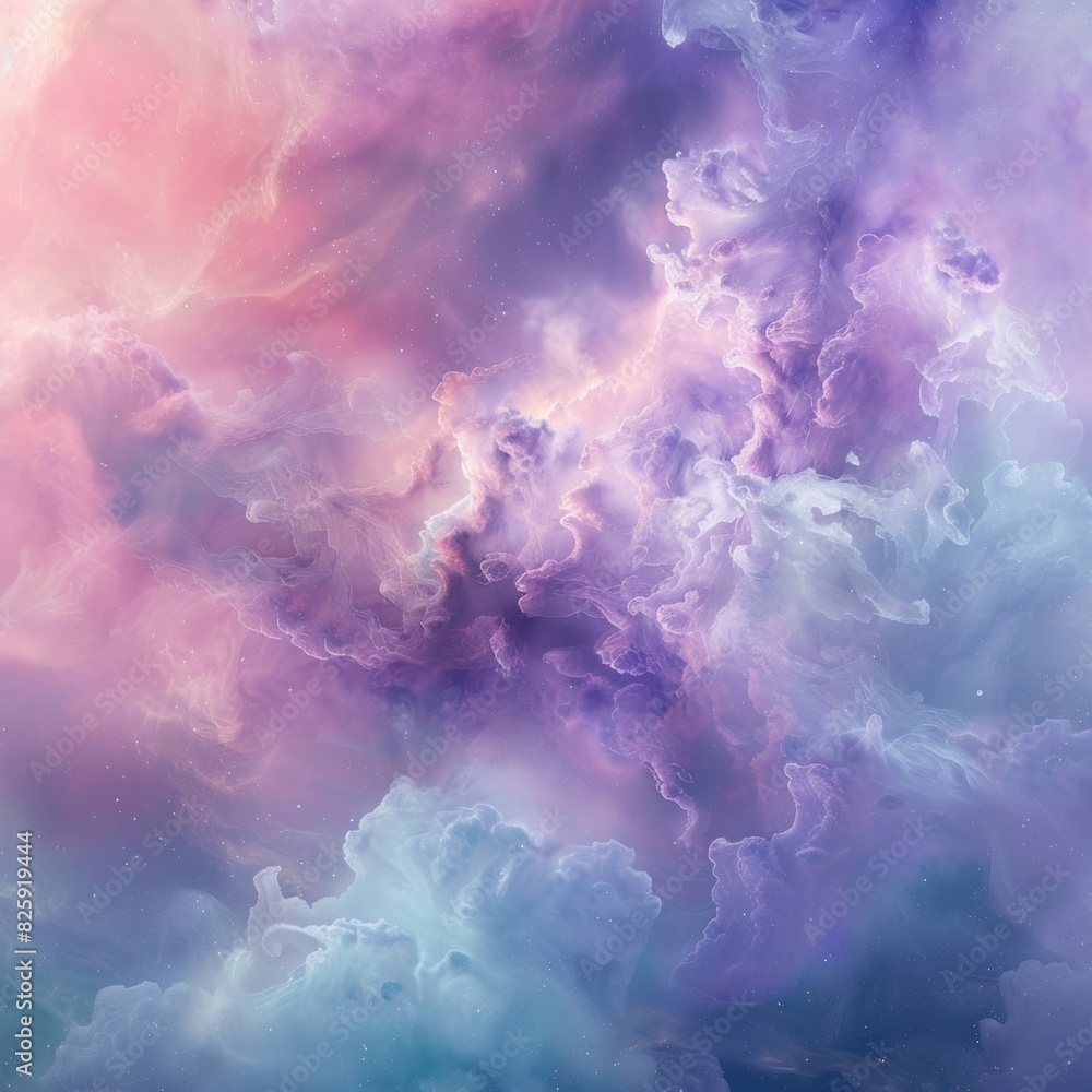 Pastel celestial nebula, a widescreen depiction of outer space clouds in shades of lavender and mint, AI Generative Pastel celestial nebula, a widescreen depiction of outer space clouds in shades of lavender and mint, AI Generative