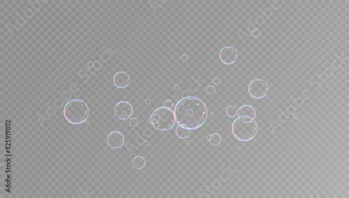 Realistic soap bubbles.Flying bubbles on a transparent background.