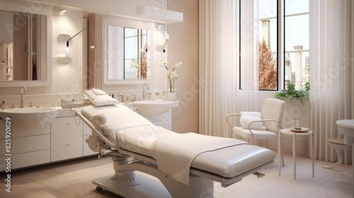 Dermatology and beauty clinic treatment Interior decoration for VIP customers by expert dermatologists. Beauty salon, spa, massage with equipment to to help relax, physiotherapy, relaxing massage...