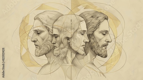 Wallpaper Mural Biblical Illustration of the Trinity, Emphasizing the Unity of Jesus, God the Father, and the Holy Spirit Torontodigital.ca