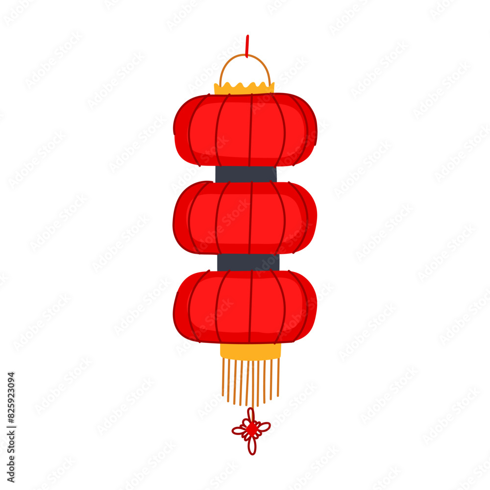 Obraz premium red chinese lamp cartoon. year new, festival paper, japanese asian red chinese lamp sign. isolated symbol vector illustration
