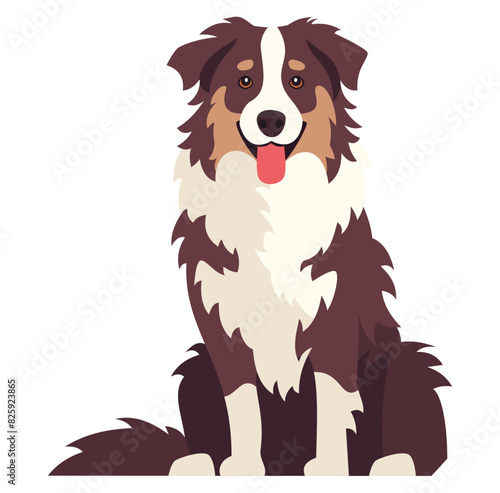 Flat vector illustration on white background. Shepherd dog sitting on white background. Vector illustration