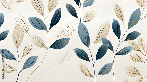 Botanical Leaf Line Art Wallpaper