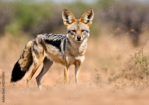 A common predator in Africa, the jackal, often prowls the vast savanna landscapes. © Hai