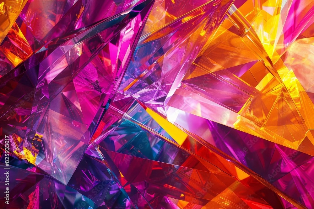 Sharp crystallike structures in vibrant colors, suitable for modern art, design concepts, or creative digital environments