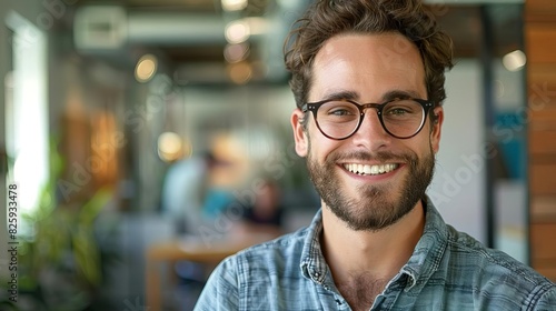 Smiling male professional in a casual modern office