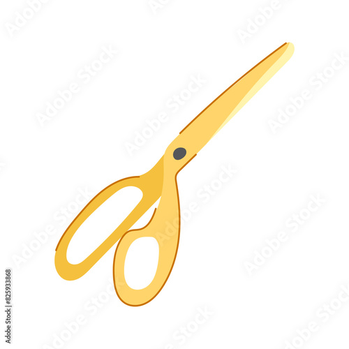 hair gold scissor cartoon. barber ribbon, en salon, tailor grand hair gold scissor sign. isolated symbol vector illustration