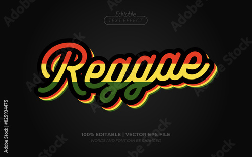 Reggae 3D Black Vintage Editable Text Effect Template Style Premium Vector