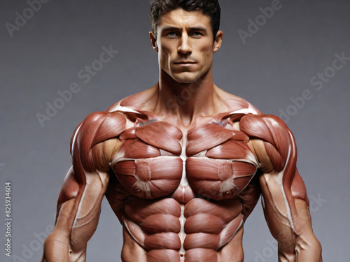 Virtual structure of muscles in men photo