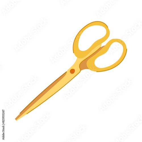 ribbon gold scissor cartoon. en salon, tailor grand, banner ceremony ribbon gold scissor sign. isolated symbol vector illustration photo