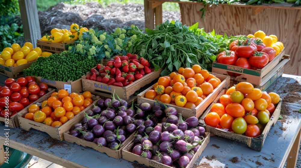 Organic farm produce market --ar 16:9 Job ID: c9e1f258-592e-4b3e-adba-4c61ab8e9853