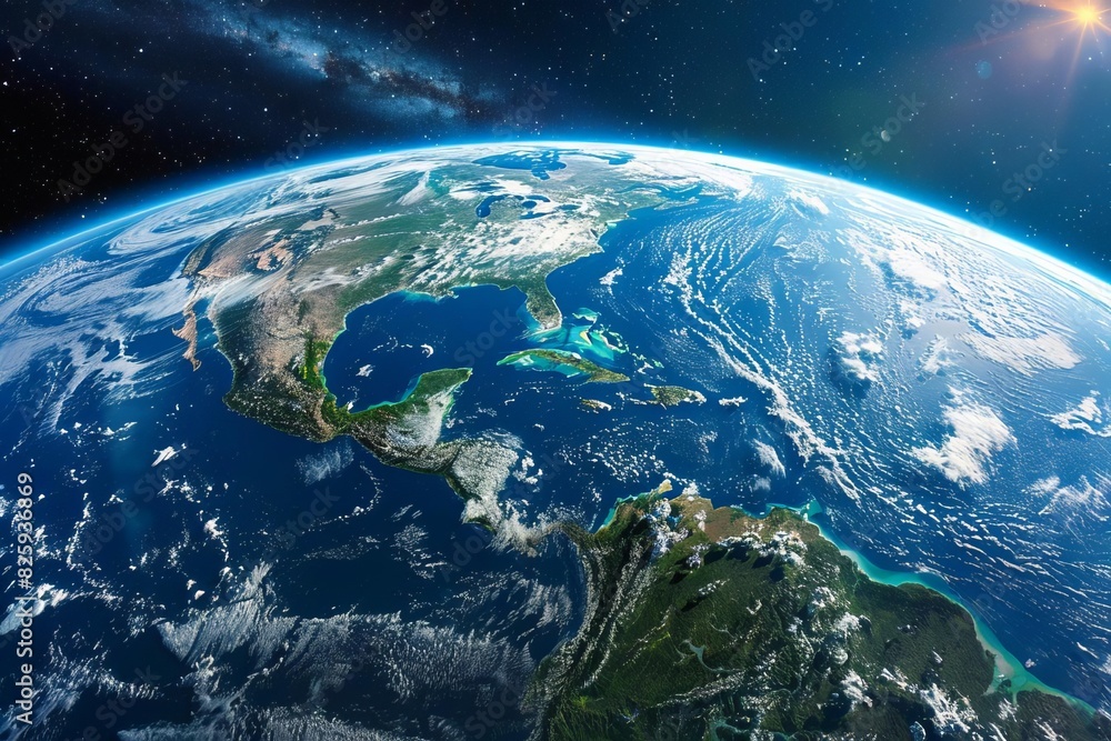Vibrant earth from space showing continents Vibrant earth from space showing continents