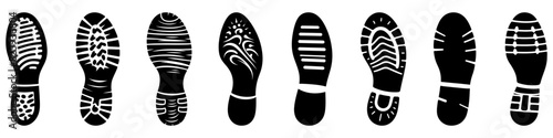 Footprints human shoes icon. Set of footprint silhouettes. Human footsteps icon. Vector illustration