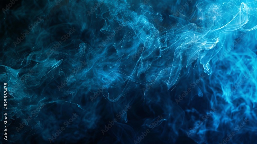 Whispy blue smoke on a dark background, perfect for themes involving mystery or the ethereal Whispy blue smoke on a dark background, perfect for themes involving mystery or the ethereal