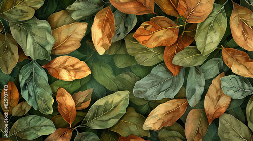 Verdant Whimsy - Realistic Watercolor Leaves in Lush Greens and Earthy Browns