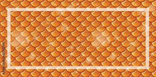Seamless golden scales in a decorative frame