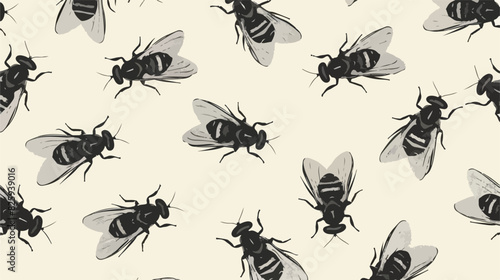 Housefly pattern. Swarming houseflies seamless rappor