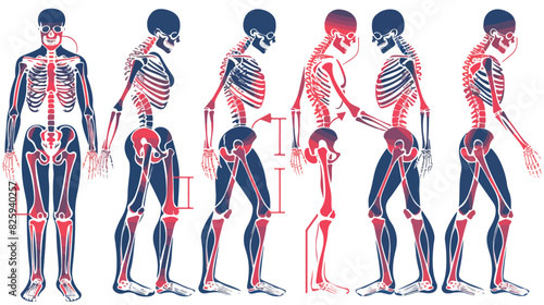 Human skeleton with pain points in rheumatoid arthrit photo