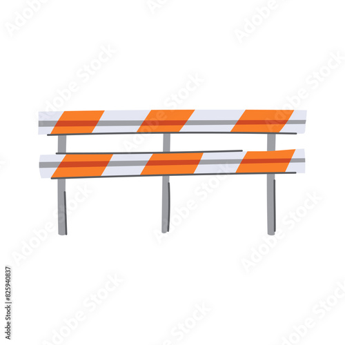 barrier guard rails cartoon. highway street, side rail, view crash barrier guard rails sign. isolated symbol vector illustration