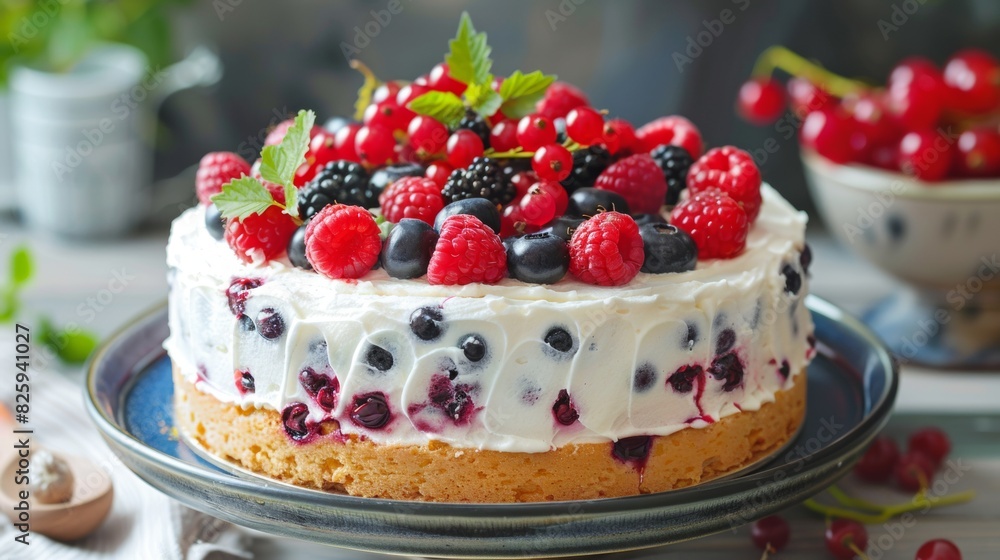 Mixed Berry Cake with Whipped Cream Frosting Mixed Berry Cake with Whipped Cream Frosting