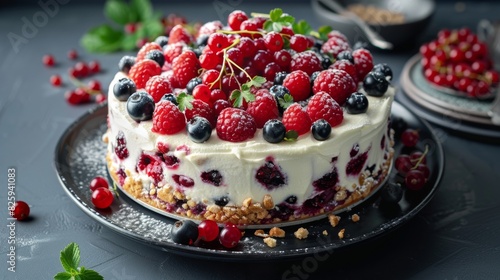 Wallpaper Mural Fresh Berry Cheesecake with Crumbly Crust Torontodigital.ca