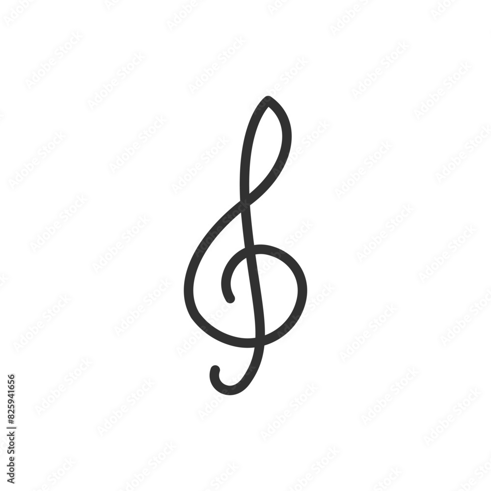 Violin treble clef, linear icon. Note. Line with editable stroke Violin treble clef, linear icon. Note. Line with editable stroke