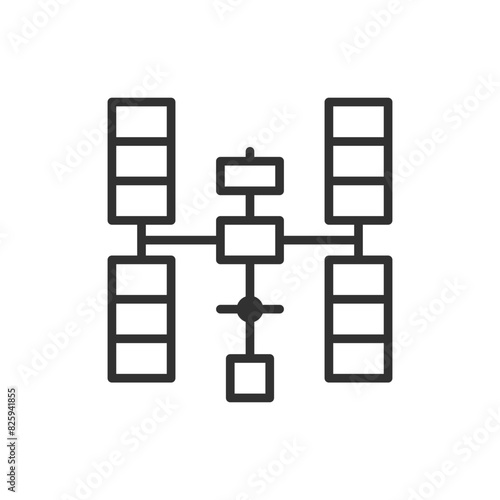 Space station, linear icon. ISS. International Space Station. Line with editable stroke