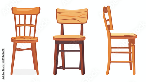 Kitchen wooden chairs. Cartoon wood chair dining furn