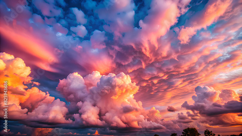 Pink clouds like cotton candy in the sky