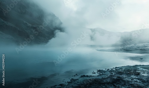 Steam Rising from a Hot Spring or Geothermal Pool photo