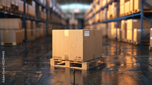 Warehouse goods stock showcasing colorful boxes arranged for efficient and organized logistics delivery. The vibrant assortment of packages highlights a systematic and well-coordinated storage system.