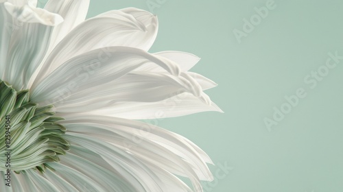 Exquisite Macro Detail: White Gerber Daisy Flowers Contrasted against Light Green Canvas