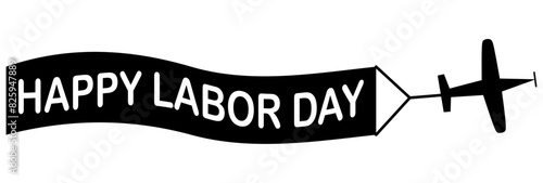 USA Labor Day banner with plane isolated illustration