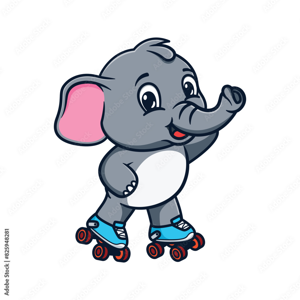 Fototapeta premium cartoon illustration design of cute and kawaii elephant back to school