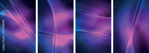 Neon Lines Waves. Abstract Background Poster Collection. Captivating array of vibrant designs, pulsating with dynamic energy against a dark backdrop. Explore the mesmerizing allure of neon waves